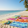 Colorful beach towels on Hawaiian beach